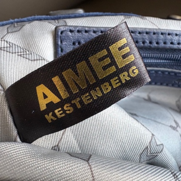 AIMEE KESTENBERG leather satchel purse navy blue medium sz like new - Picture 10 of 16